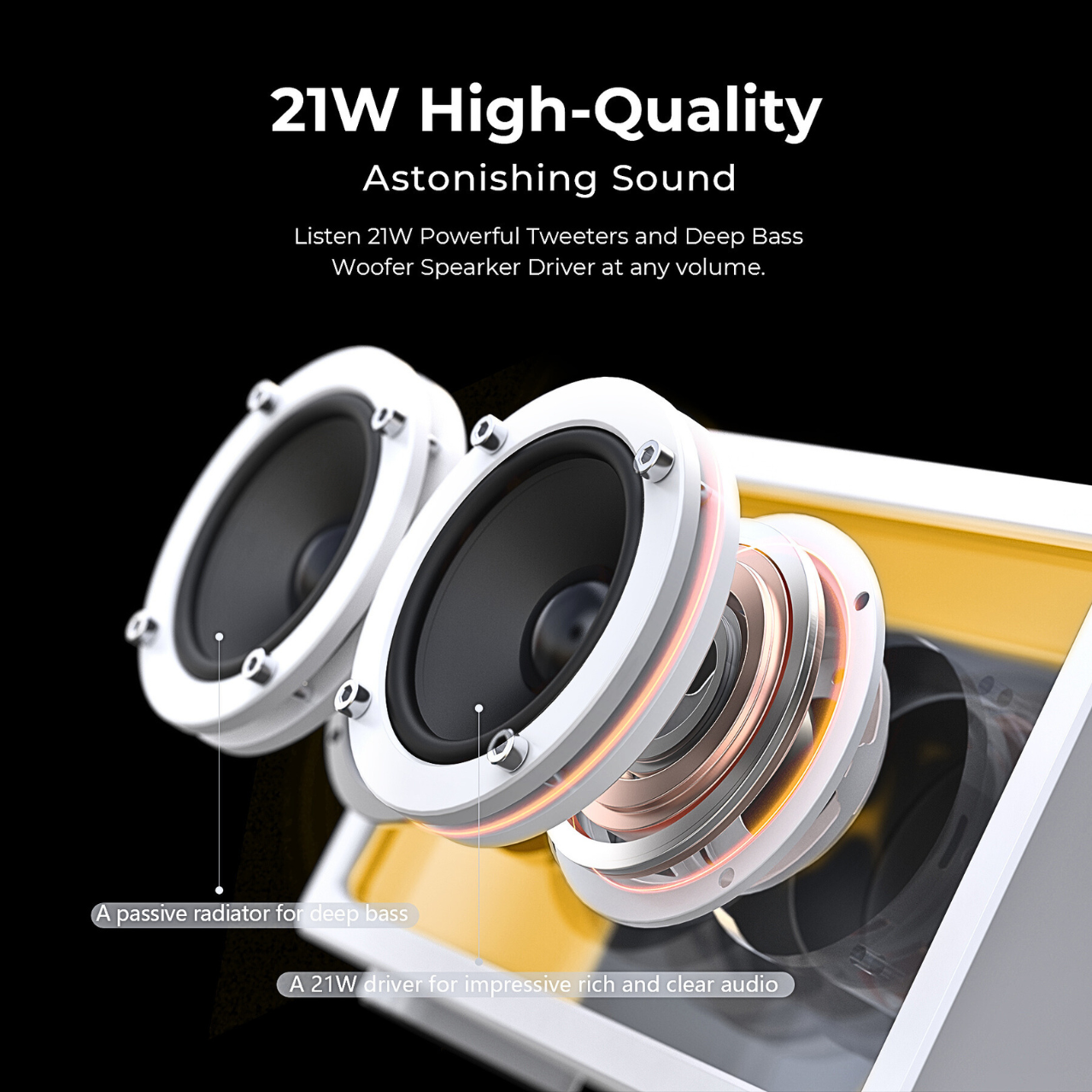 Jayine Cassette Glow  Wireless Portable Speaker-White