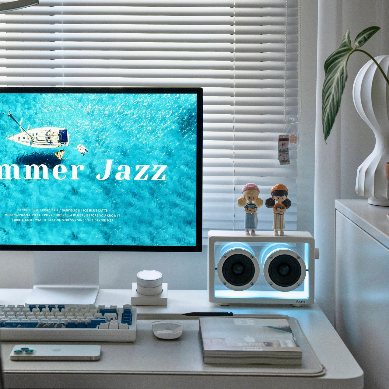 Jayine Cassette Glow  Wireless Portable Speaker-White